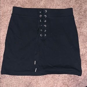 Black lace up mini skirt